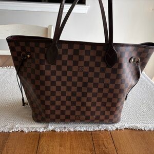 LOUIS VUITTON Brown Damier Neverfull MM Tote Bag